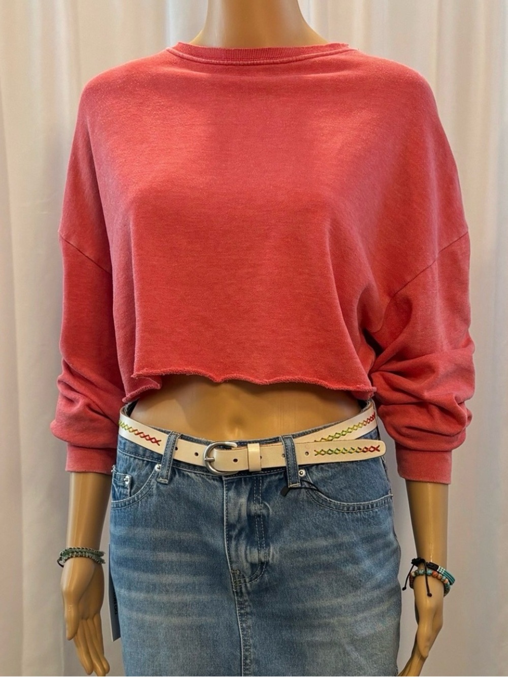 BDG Urban Outfitters Washed Coral Cropped Sweatshirt M
